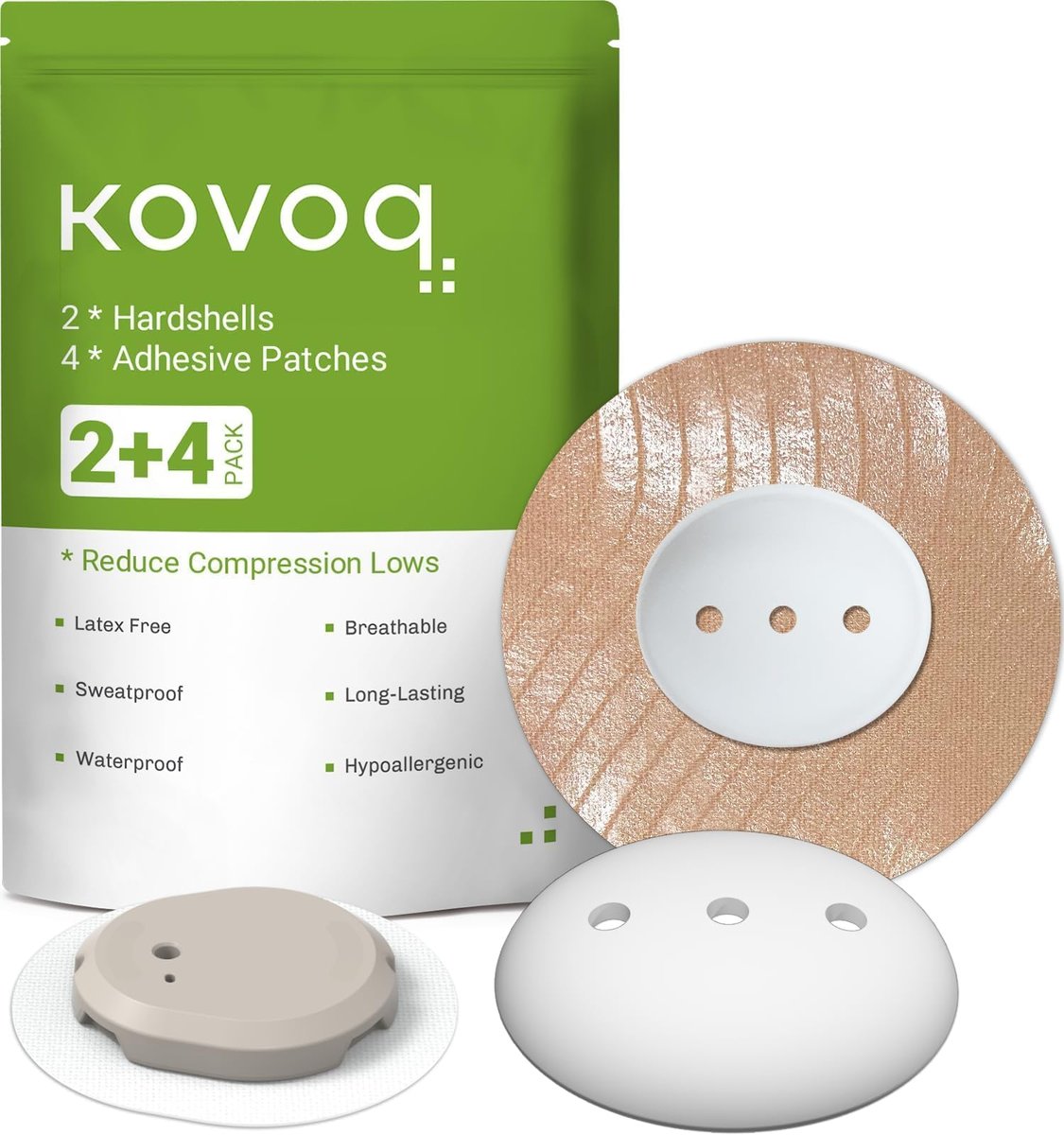 KOVOQ - Wiederverwendbare Dexcom G7 Hardshell-Abdeckungen, 2er-Pack Zusatzabdeckungen reduzieren Kompressions-Lows, maßgeschneidert für Dexcom G7 und Stelo CGM-Sensoren (inkl. 4er-Pack Dexcom G7 und Stelo Klebepflaster)