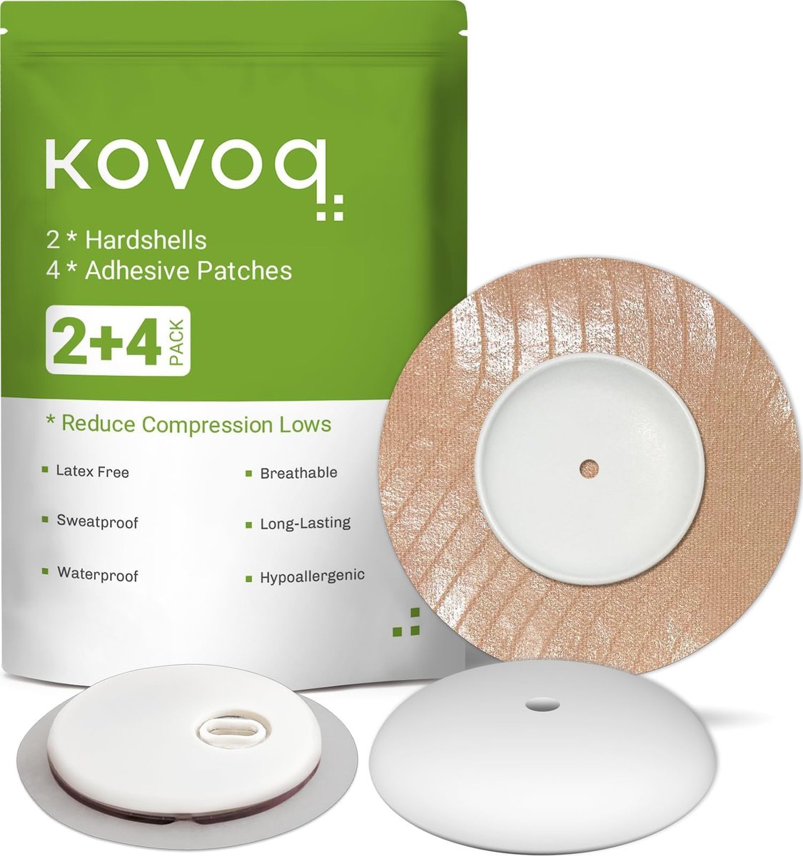 KOVOQ Wiederverwendbare Libre 3 & Plus Hardshell-Abdeckungen, 2er-Pack Aufsteckkappen reduzieren Kompressions-Lows, maßgeschneidert für Freestyle Libre 3 CGM-Sensoren (inkl. 4 wasserdichter Klebepflaster)