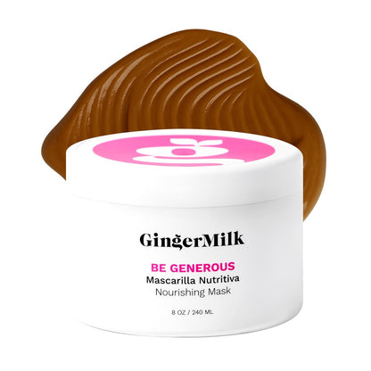Tiefenwirksame Haarmaske für trockenes, geschädigtes & lockiges Haar – Feuchtigkeitsspendende Haarmaske mit Rizinusöl, Biotin & Ingwermilch – Sulfatfreie Haarmaske für coloriertes Haar – Be Generous by Ginger Milk – 240 ml