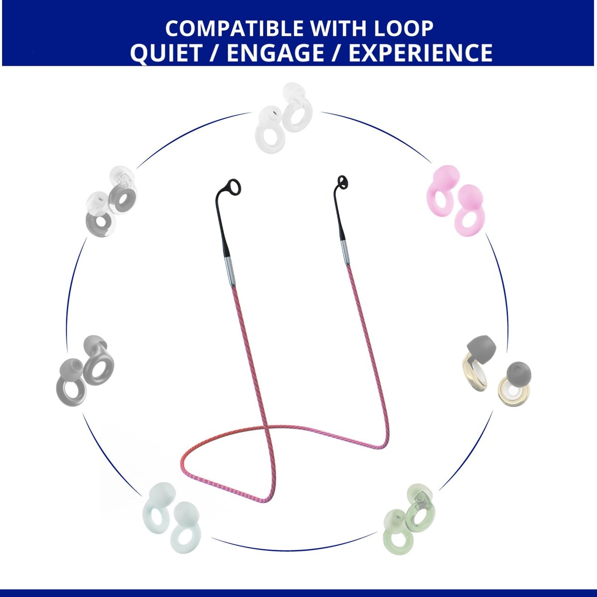 Magnetisches Verbindungskabel kompatibel mit Loop Earplugs Quiet/Engage/Experience – inklusive Aufbewahrungsbox – magnetische zugfeste Sicherheitskordel – Zubehör (1er-Pack, Speckled Pink, Einheitsgröße)