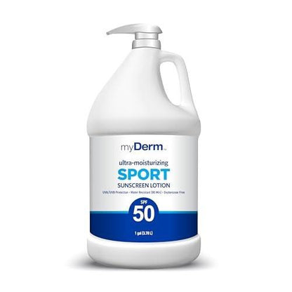 MyDerm Ultra-Feuchtigkeitsspendendes SPF 50 Sport Sonnenschutzmittel – 3,78 Liter (1 Gallone), Hawaii 104 Reef Act konform, frei von Octisalat, Oxybenzon, Octinoxat und Parabenen