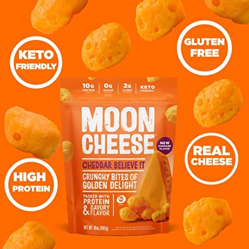 Moon Cheese Sortenpaket – Cheddar, Gouda & Pepper Jack – Knuspriger, proteinreicher Käsessnack – Glutenfrei, Keto-freundlich, 100% echter Käse – 2 Unzen (3er-Pack)