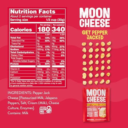 Moon Cheese Sortenpaket – Cheddar, Gouda & Pepper Jack – Knuspriger, proteinreicher Käsessnack – Glutenfrei, Keto-freundlich, 100% echter Käse – 2 Unzen (3er-Pack)