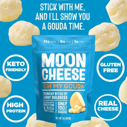 Moon Cheese Sortenpaket – Cheddar, Gouda & Pepper Jack – Knuspriger, proteinreicher Käsessnack – Glutenfrei, Keto-freundlich, 100% echter Käse – 2 Unzen (3er-Pack)