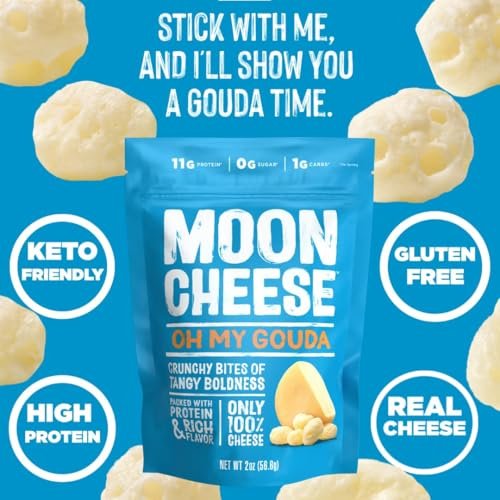 Moon Cheese Sortenpaket – Cheddar, Gouda & Pepper Jack – Knuspriger, proteinreicher Käsessnack – Glutenfrei, Keto-freundlich, 100% echter Käse – 2 Unzen (3er-Pack)