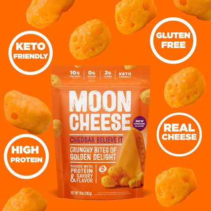 Moon Cheese Variety Pack – Cheddar, Gouda & Garlic Parm – Knuspriger, proteinreicher Käsesnack, glutenfrei, keto-freundlich, 100% echter Käse, 2 Unzen (3er-Pack)