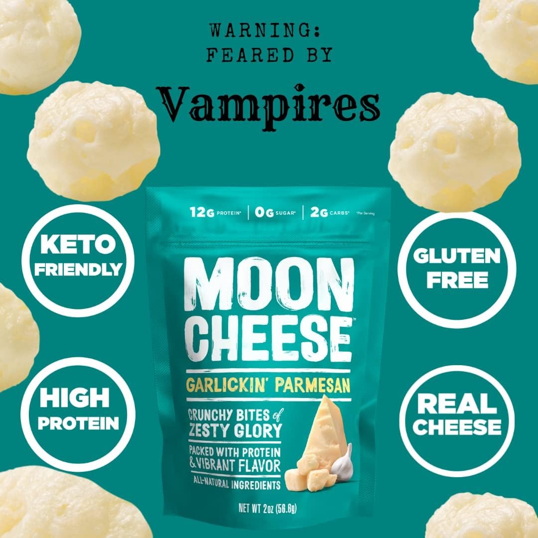 Moon Cheese Variety Pack – Cheddar, Gouda & Garlic Parm – Knuspriger, proteinreicher Käsesnack, glutenfrei, keto-freundlich, 100% echter Käse, 2 Unzen (3er-Pack)