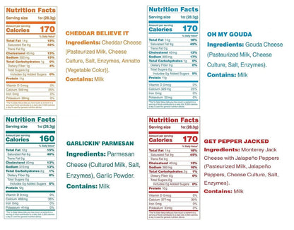 Moon Cheese Variety Pack – Cheddar, Gouda & Garlic Parm – Knuspriger, proteinreicher Käsesnack, glutenfrei, keto-freundlich, 100% echter Käse, 2 Unzen (3er-Pack)