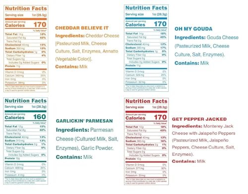 Moon Cheese Variety Pack – Cheddar, Gouda & Garlic Parm – Knuspriger, proteinreicher Käsesnack, glutenfrei, keto-freundlich, 100% echter Käse, 2 Unzen (3er-Pack)