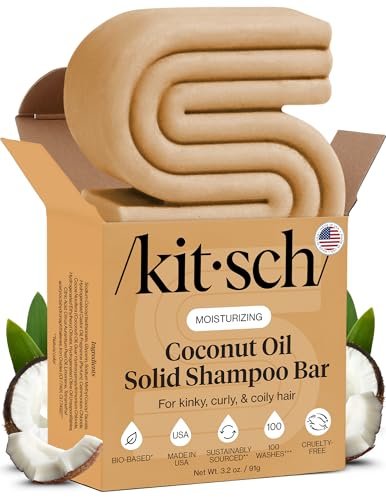 Kitsch Kokosöl Shampoo Bar – Feuchtigkeitsspende für trockenes & strapaziertes Haar – Tiefenpflege für lockiges Haar – Farbschutz – Silikon-, Paraben- & Sulfatfrei – Hergestellt in USA, 90 g