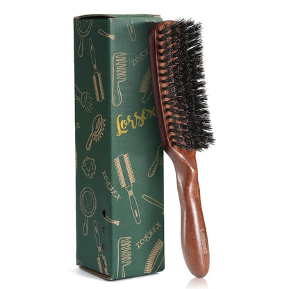 LORSEX Haarbürste für Männer – Wildschweinborsten für Slick Back, feines bis mittleres Haar, auch für Bartstyling