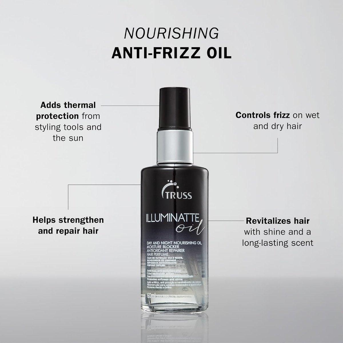 TRUSS Illuminatte Haaröl – Pflegendes Öl für geschädigtes, brüchiges & widerspenstiges Haar mit Hitzeschutz – 2,02 Fl Oz
