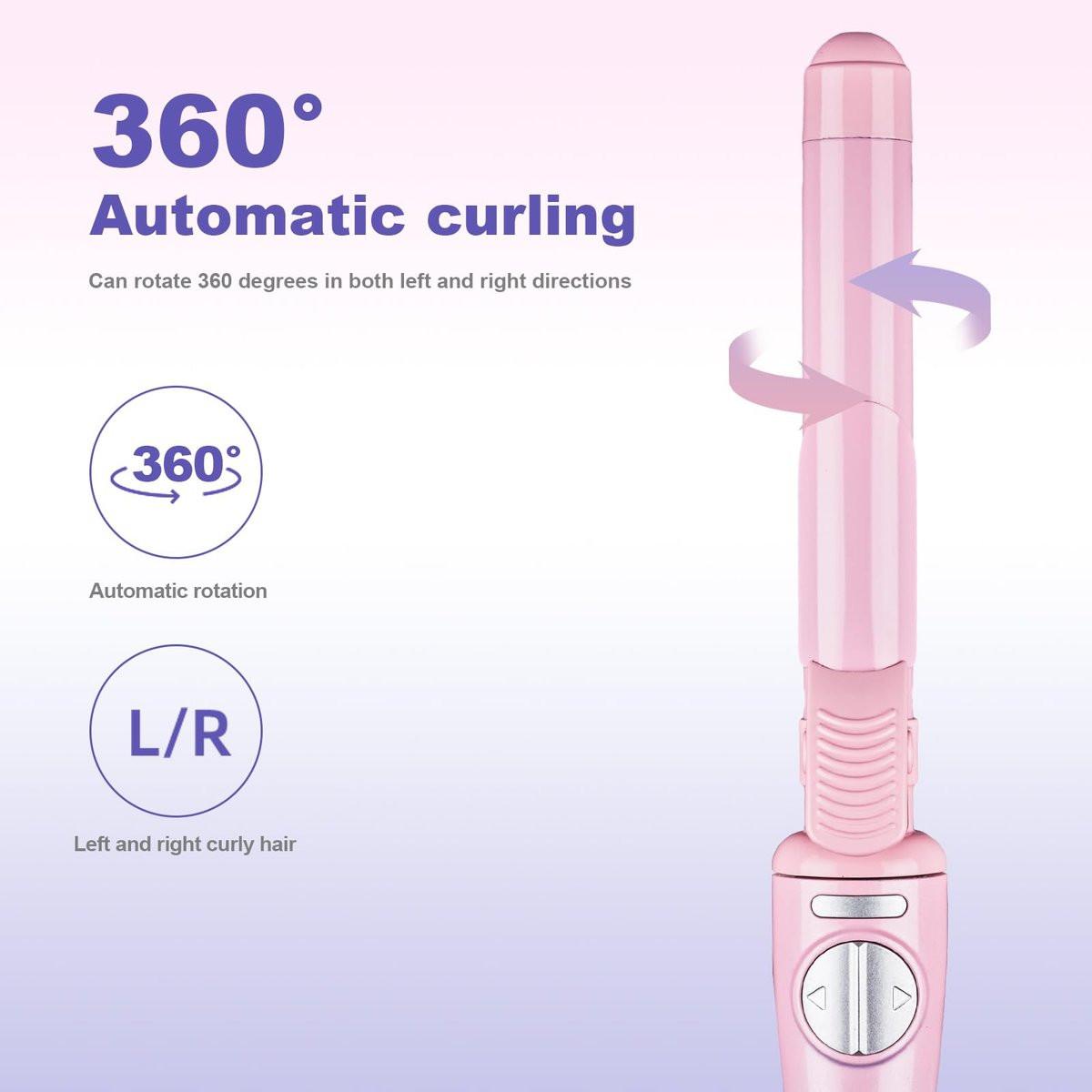GLIGAM Automatischer Lockenstab 1 Zoll, Rotierender Lockenstab für alle Haartypen, Selbstrotierender Zylinder mit Dual Voltage, Schnellaufheizung für langanhaltende Locken