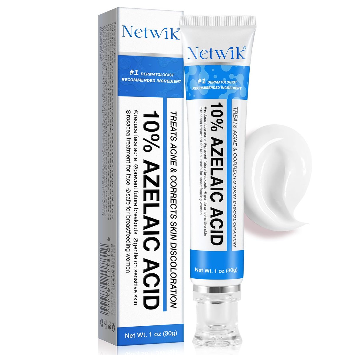 Azelaic Acid 10% Creme für das Gesicht – Akne Creme bei Rosacea, Pickel, Mitesser, Pigmentflecken und Rötungen – Azelainsäure Gel für Gesichts- und Hautpflege