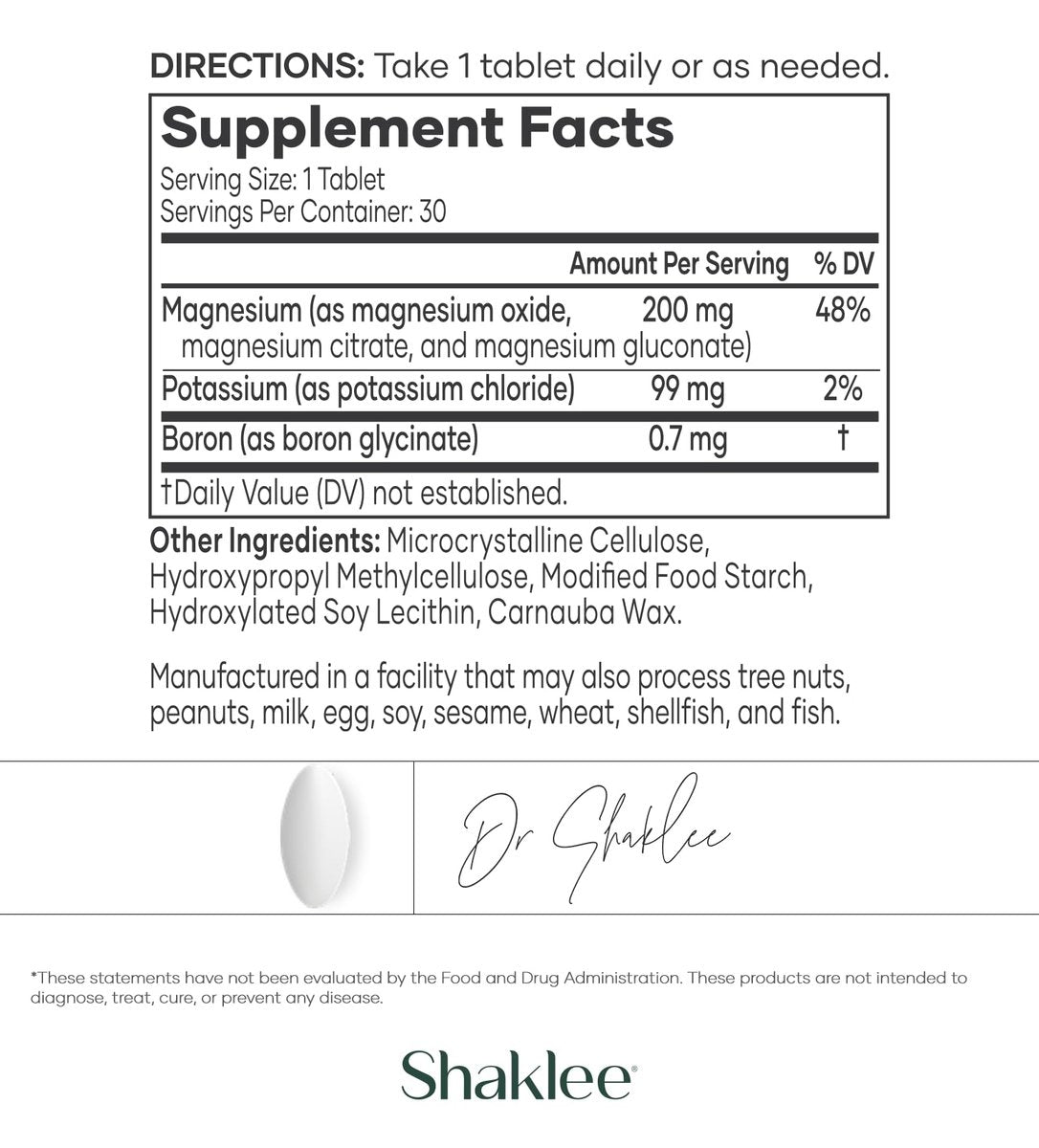 Shaklee Sustained Release VitalMag – Magnesium-Komplex für Nerven-, Muskel- und Herzgesundheit mit Kalium und Bor – 30 Tabletten