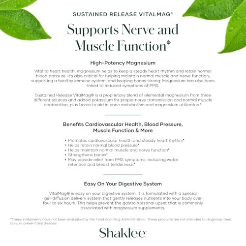 Shaklee Sustained Release VitalMag – Magnesium-Komplex für Nerven-, Muskel- und Herzgesundheit mit Kalium und Bor – 30 Tabletten