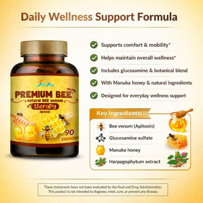 VITAMISAN Premium Natürliches Bienengift mit Glucosaminsulfat – Veneno Abeja – 90 Kapseln – Apitoxin Manuka Honig Nahrungsergänzungsmittel