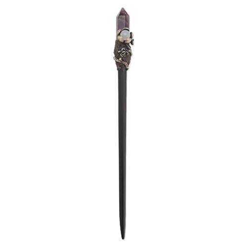 Ebenholz-Haarnadel mit Amethystspitze – Blumendesign, handgefertigt, Geschenk für Frauen