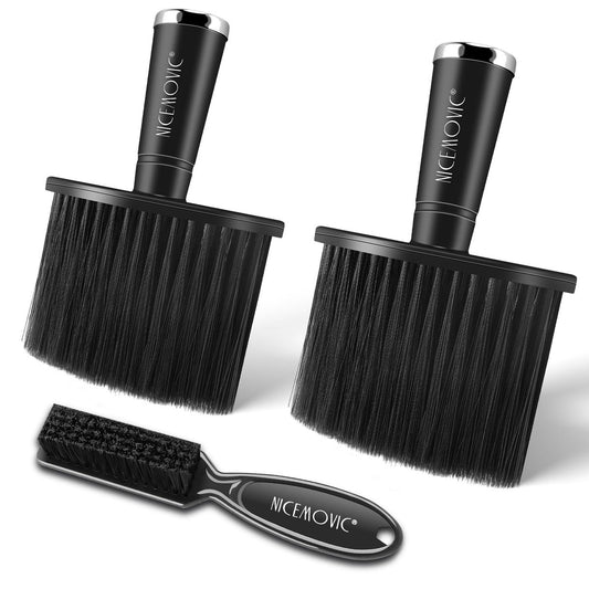 NICEMOVIC 3er-Pack Friseur-Nackenbürste, professionelles Barber-Zubehör, Reinigungsbürste aus Nylon für Haarschnitt & Styling