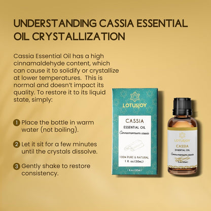 LOTUSJOY Cassia-Zimtrinden-Ätherisches Öl für Raumspray, Diffuser, DIY-Projekte - 30 ml