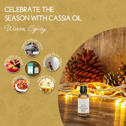 LOTUSJOY Cassia-Zimtrinden-Ätherisches Öl für Raumspray, Diffuser, DIY-Projekte - 30 ml