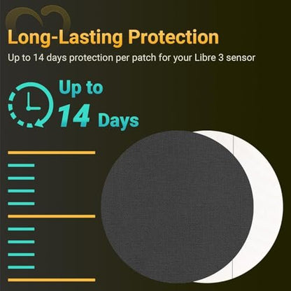Amolyfe Libre 3 Sensor Covers wasserdicht, 20er-Pack Freestyle Libre 3 Plus Covers, stoßfest mit Hartschale, atmungsaktive medizinische CGM-Klebepflaster, 14-Tage CGM-Schutz (Schwarz)