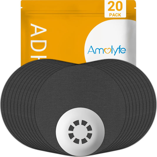 Amolyfe Libre 3 Sensor Covers wasserdicht, 20er-Pack Freestyle Libre 3 Plus Covers, stoßfest mit Hartschale, atmungsaktive medizinische CGM-Klebepflaster, 14-Tage CGM-Schutz (Schwarz)
