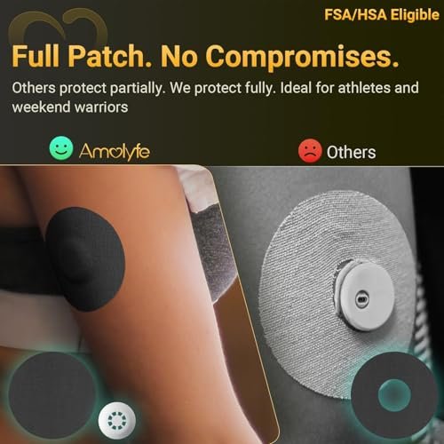 Amolyfe Libre 3 Sensor Covers wasserdicht, 20er-Pack Freestyle Libre 3 Plus Covers, stoßfest mit Hartschale, atmungsaktive medizinische CGM-Klebepflaster, 14-Tage CGM-Schutz (Schwarz)