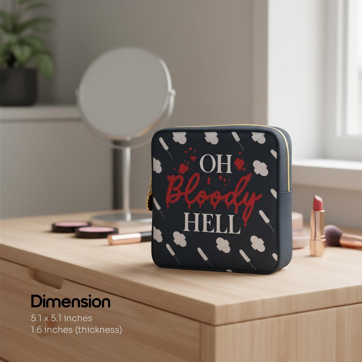 Primo Lines Period Pouch – Kompakte, stilvolle und diskrete Periodentasche für die Schule mit wasserdichtem Futter, geeignet für Binden und Tampons, süße Pad-Tasche für Teenager, Reisen, Schule, Mädchen-Perioden-Kit
