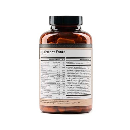 NatureWise Multivitamin für Männer – Tägliche Unterstützung mit Mineralien & Kräutern für Energie, Leistung & Immunsystem – Vitamin A, C, D, B-Komplex – Soja- & Glutenfrei, Nicht-GVO – 180 Kapseln (3-Monats-Vorrat)