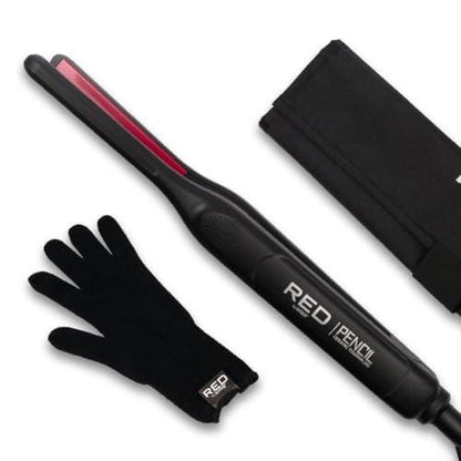 Red by Kiss Glätteisen, 0,3 Zoll Turmalin-Keramik Mini Haarstyler, bis 450°F für kurzes bis mittellanges Haar, Pixie-Schnitte, Pony & Kanten, inkl. Reisetasche & Hitzeschutzhandschuh
