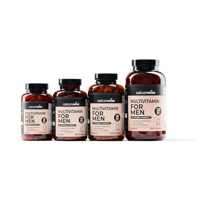 NatureWise Multivitamin für Männer – Tägliche Unterstützung mit Mineralien & Kräutern für Energie, Leistung & Immunsystem – Vitamin A, C, D, B-Komplex – Soja- & glutenfrei, nicht-GVO – 90 Kapseln (45-Tage-Vorrat)