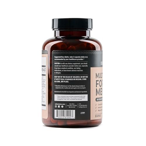 NatureWise Multivitamin für Männer – Tägliche Unterstützung mit Mineralien & Kräutern für Energie, Leistung & Immunsystem – Vitamin A, C, D, B-Komplex – Soja- & glutenfrei, nicht-GVO – 90 Kapseln (45-Tage-Vorrat)