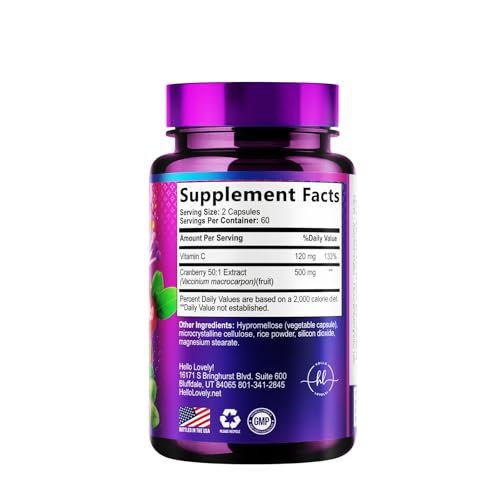 Cranberry Extrakt 500mg pro Portion – 3-fach konzentrierter Ganzfrucht-Cranberry mit Vitamin C, zur Unterstützung der Harnwegsgesundheit – 120 Kapseln