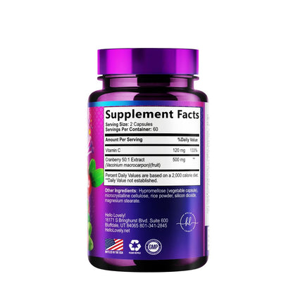 Cranberry Extrakt 500mg pro Portion – 3-fach konzentrierter Ganzfrucht-Cranberry mit Vitamin C, zur Unterstützung der Harnwegsgesundheit – 120 Kapseln