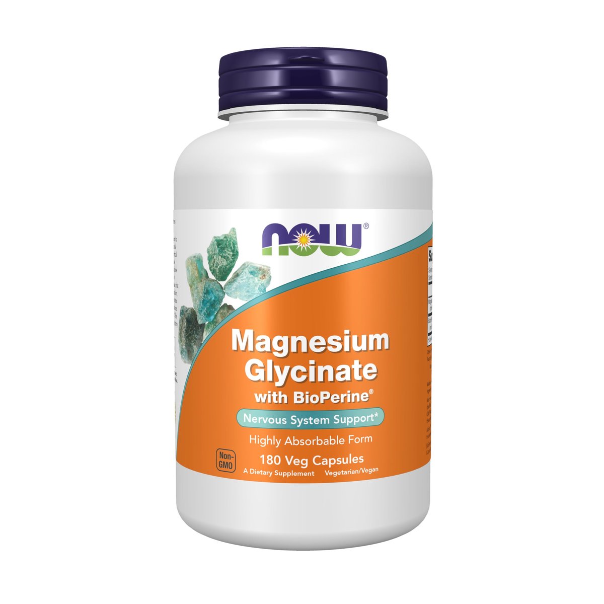 Now Supplements, Magnesium Glycinat mit BioPerin – 180 vegane Kapseln