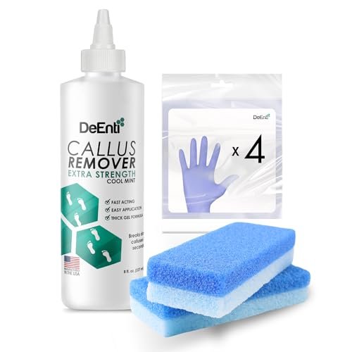 DeEnti Doppelpack Bimsstein Set – Fußpflege-Set mit Minz-Callus-Entferner, 2 Bimssteinen und 4 Handschuhen