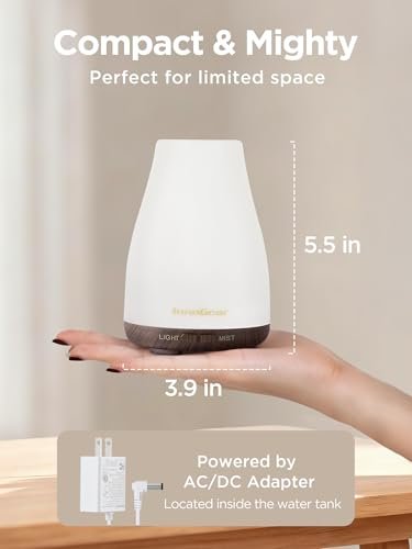 InnoGear Aroma-Diffuser – Ultraschall Diffuser für Aromatherapie, 100 ml, 7 Farben LED, 2 Nebelmodi, Auto-Abschaltung, braune Basis