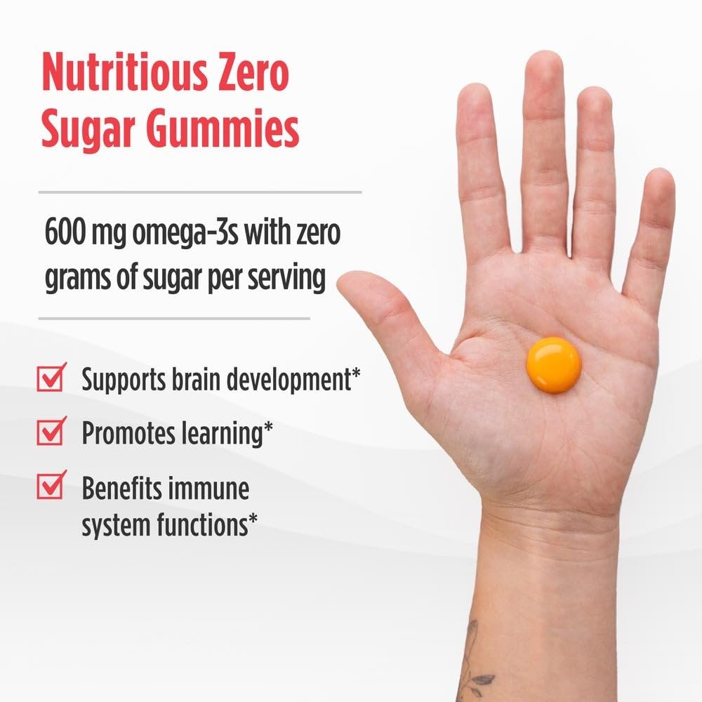 Nordic Naturals Zero Sugar Children’s DHA Gummy Chews, Tropical Punch - 45 Gummibärchen für Kinder - 600 mg Omega-3 gesamt - Gehirnentwicklung, Lernen, gesundes Immunsystem - Non-GMO - 45 Portionen