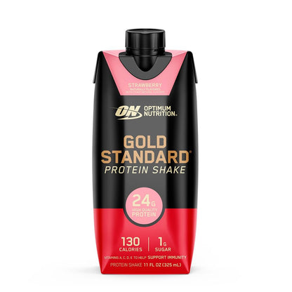 Optimum Nutrition Gold Standard Protein Shake – 24g Protein, trinkfertig, Erdbeer-Geschmack, 11 Fl Oz, 12er-Pack