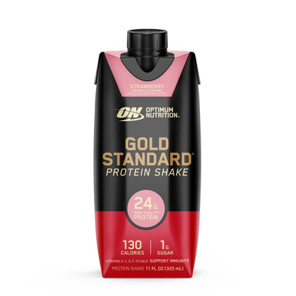 Optimum Nutrition Gold Standard Protein Shake – 24g Protein, trinkfertig, Erdbeer-Geschmack, 11 Fl Oz, 12er-Pack