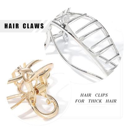 CAKURE Gold & Silber Bow Claw Haarspangen für Frauen – 2er-Pack Metall Haarspangen für mittleres Haar