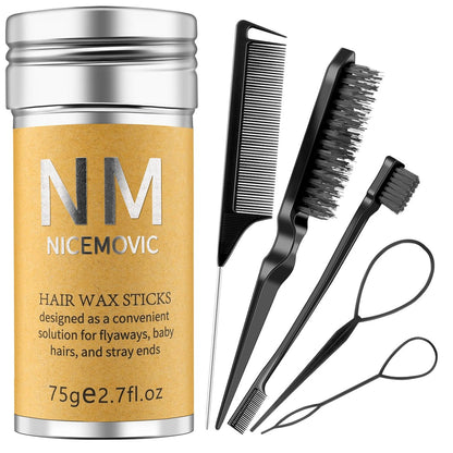 Haarwachs-Stick-Set für fliegende Haare – Weihnachtsgeschenke für Frauen und Kinder, Geburtstagsgeschenke, trendige Haaraccessoires für Mädchen und Teenager, Haargel-Stick für Babys Haare, Schwarz