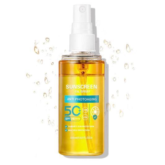 QIUFSSE Sonnenöl Körpersonnencreme Spray SPF 50 Feuchtigkeitsspendender Glow Nebel Leichtes SPF Körperöl, Erfrischendes Spray, Geeignet für alle Hauttypen