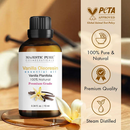 Majestic Pure Vanille Ätherisches Öl mit Glaspipette - 100% rein und natürlich - 0,3 Fl Oz