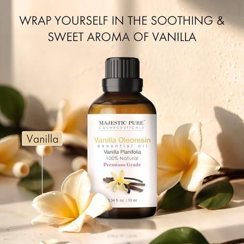 Majestic Pure Vanille Ätherisches Öl mit Glaspipette - 100% rein und natürlich - 0,3 Fl Oz