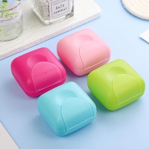 Etenpo Kosmetik-Wattepad-Halter 4er-Set, quadratischer Aufbewahrungsbehälter aus Kunststoff, tragbar und versiegelbar, für Abschminkpads, Wattebällchen und Perlen, 4 Farben