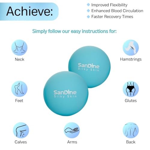 SanDine Lacrosse Massagebälle für Tiefengewebsmassage – 2er-Pack Triggerpunkt-Bälle aus Silikon zur Linderung von Muskelkater und Verbesserung der Flexibilität (Blau)