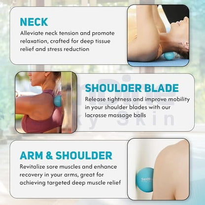 SanDine Lacrosse Massagebälle für Tiefengewebsmassage – 2er-Pack Triggerpunkt-Bälle aus Silikon zur Linderung von Muskelkater und Verbesserung der Flexibilität (Blau)