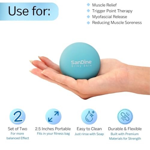 SanDine Lacrosse Massagebälle für Tiefengewebsmassage – 2er-Pack Triggerpunkt-Bälle aus Silikon zur Linderung von Muskelkater und Verbesserung der Flexibilität (Blau)
